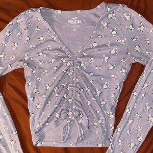 Hollister baby tee long sleeve crop top tie